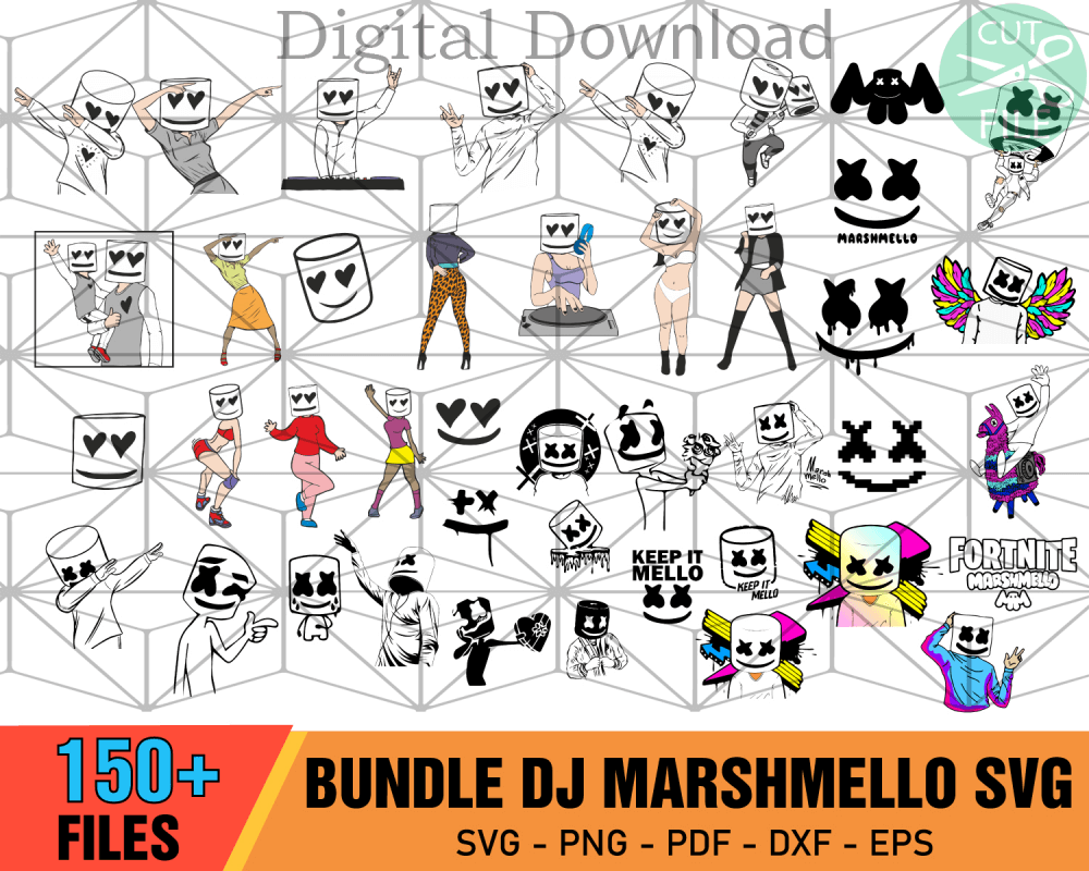 150+ DJ Marshmello Bundle SVG, DJ Marshmello SVG, Smile Face Svg ...