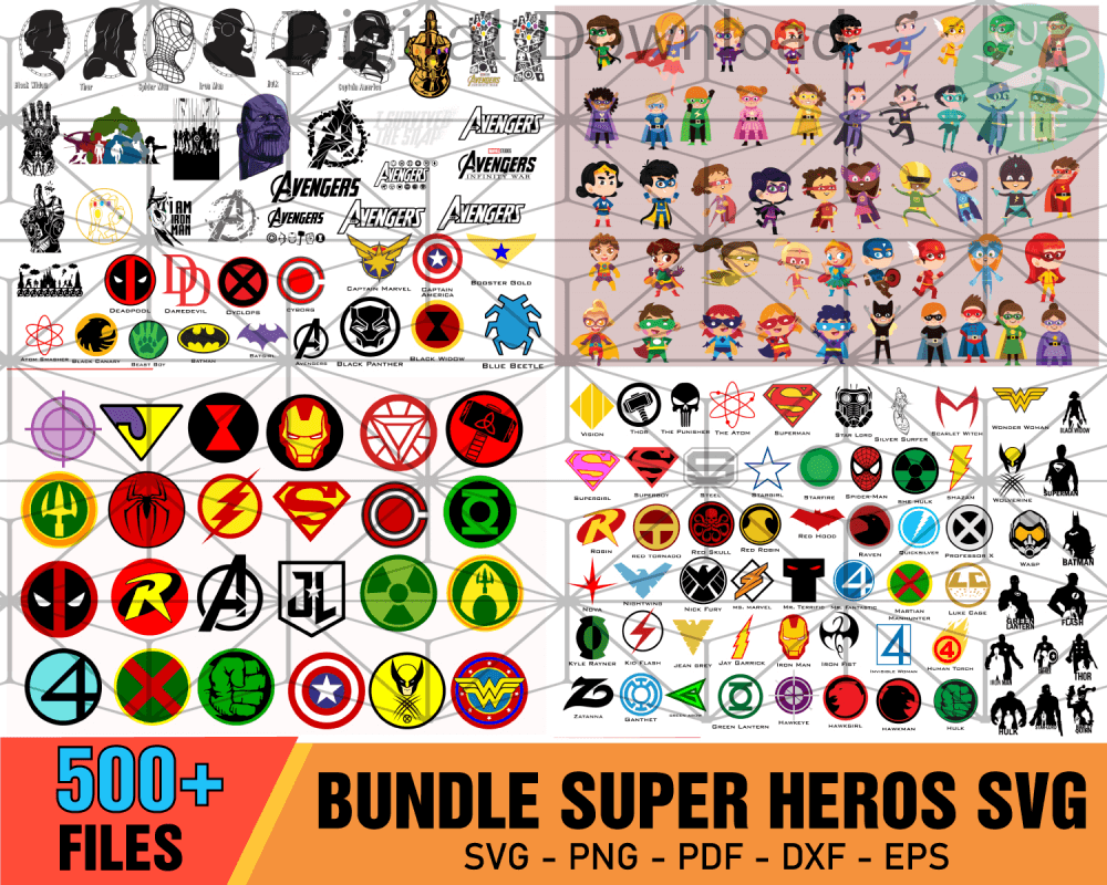 500+ Superhero Bundle Svg, Avengers SVG, Spiderman svg, Captain America ...