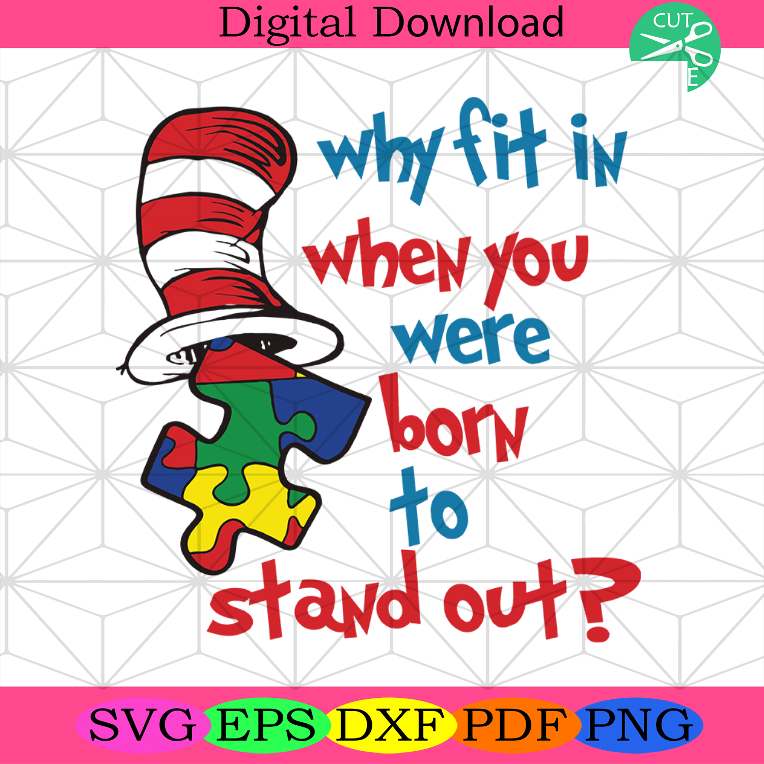 Why Fit In When You Were Born To Stand Out Svg, Children Books Svg ...