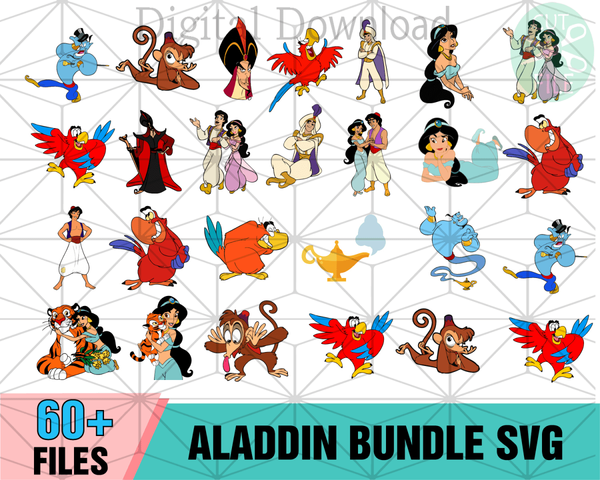 60+ Aladdin Bundle SVG, Aladdin SVG, Disney Svg, Princess Jasmine Svg ...